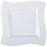 Fineline Wavetrends 109 WHITE Plastic Square Plate 9 1/2", CASE of 120 w/Bonus FDL picks
