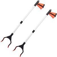 Housolution Reacher Grabber Tool, 32" Foldable Pickup Tool, Lightweight Aluminum Reaching Aid with Rotating Rubber Gripper, Long Arm Extender for Elderly, Litter Trash Picker, Garden Nabber, Orange