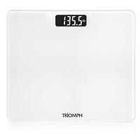 Triomph Digital Body Weight Bathroom Scale with Step-On Technology, Ultra Slim Design 6mm Tempered Glass, 400 Pounds, Weight Loss Monitor, White
