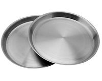Heavy Duty Stainless Steel Plates (2-Pack); 8.3 Inch Diameter Round Metal Plates Great for Kids, Lunches, Portion Control, Camping, More