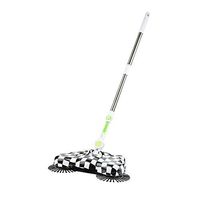 360 Rotary Home Use Magic Manual Telescopic Floor Dust Sweeper Lazy 3 in 1 Household Cleaning Hand Push Automatic Sweeper Broom Dustpan Trash Bin Cleaner (Black)