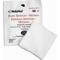 ZG44S - ReliaMed Sterile 100% Cotton Medium Fluff Sponge 6 x 6-3/4 (20-2s/Box)