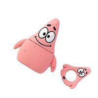Airpods Case, Girls Boys Kids 3D Cute Spongebob Patrick Star Soft Silicone Protective Shockproof Case Cover Bag with Anti-Lost Ring Buckle Holder for Apple Airpods 2 & 1 Charging Case (Patrick Star)