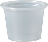 Dart 100PC 1 oz Plastic Souffle Portion Cup, Translucent, 250/Pack