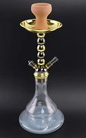 Dud Hookah* Bling Bling Edition: 1-Hose 18" Two Tone Black & Gold Stem w/Modern Design Glass Vase + 60" Soft Silicone Hose w/Metal Holding knob (Premium Quality) (White/Silver Tone)