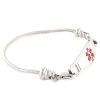 Women's Medical Alert ID Bracelet - Beaded Pan-Dorra Type, Custom Engraving Included - Red, Size 7.25