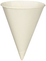 Bare Treated Paper Cone Water Cups, 6 oz, White, 200/Sleeve, 25 Sleeves/Carton