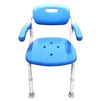 XH Bathroom Anti-Skid Foldable Blue Seat, Polyethylene Back + Aluminum Alloy Foot Tube + Eva Resin Armrest + Rubber Feet, Support up to 220 Pounds