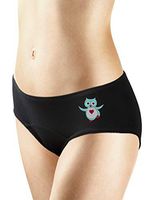 New 3 Pack Natural Bamboo Skin-Friendly Absorbent Menstrual Period Panty Incontinence - Owl (Small) Black