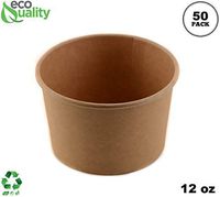 12 oz Disposable Kraft Paper Soup Containers [50 PACK] - Half Pint Ice Cream Containers, Frozen Yogurt Cups, Restaurant, Microwavable, Take out, Food Storage, Recyclable