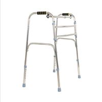 Elderly Foldable Walker, Stainless Steel Disabled Walker Four-Legged Cane Height Adjustable in Six Gears,Suitable for The Elderly and Disabled,A
