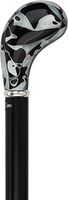 Black Onyx Knob Handle Walking Stick with Black Beechwood Shaft and Silver Collar