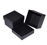 12 Black Favor Boxes, 2 5/8" x 2 5/8" x 2" Black Wedding Gift Boxes (Black)