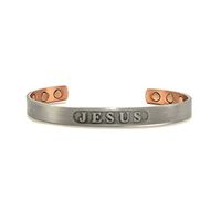 Accents Kingdom Magnetic Copper Therapy Healing Golf Cuff Bangle Bracelet, Jesus