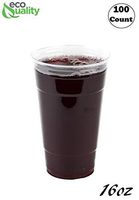 Clear Plastic Disposable Pet Cups | 16 oz Cups, 100 Pack | Crystal Clear PET Cup | Cold Smoothie | Iced Coffee Go Cups | Ideal for Coffee, Parfait, Juice, Soda, Cocktail, Party Cups (16oz, 100 count)