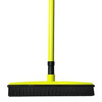 ECYC Long Handle Push Broom Rubber Bristles Squeegee Edge Handbroom Pet Carpet Cleaner, Light Green