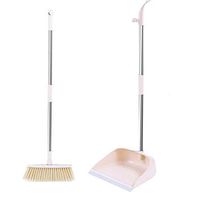 Broom and Dustpan With Long Handle Telescopic Up Non-stick Hair Plastic Broom And Dustpan Non-Slip Handle Windproof Natural Rubber Broom Set Used For Lobby Floor Toilet Garage