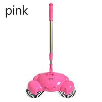 SBQF Automatic Hand Push Sweeper Broom Without Electricity Magic Lazy Household Cleaning Broom Dustpan Combination Package (Color : Pink)