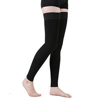 TOFLY Thigh High Compression Stockings Opaque, Firm Support 15-20 mmHg Gradient Compression with Silicone Band, Footless Compression Sleeves, Treatment Swelling, Varicose Veins, Edema, Black XL