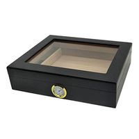 Cedar Cigar Humidor,Desktop Cigar Humidor Wood Lined Cigar Storage Box with Glass Top Glass Hygrometer and Rectangle Humidifier, Portable Travel Cigar Case Holds 25-50 Cigars Size: 26022066mm(10.28