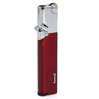 Metal Small Flint Wheel Lockable Jet Flame Lighter Windproof Butane Gas Replace The Flint Cigar Cigarette Lighter- Red