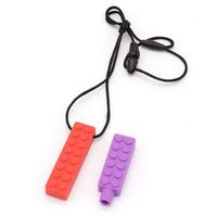 Sensory Chew Necklace Set 4 Pack (2 Chewing Necklaces + 2 Pencil Toppers) for Boys & Girls with Autism, ADHD, SPD, OT Therapy Oral Motor Teething & Biting Needs by Melneda (Lilac+Red)