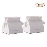 2pcs White Large Rolling Tube Toothpaste Squeezer Toothpaste Seat Holder Stand for Bathroom Accessories （7.1 x 4.1 x 5CM）