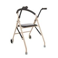 Jonigo Elderly Walker with Seat Wheeled Old Man Four-Legged Cane Stool Auxiliary Walker Hand Push Foldable