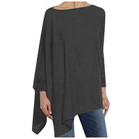 Women's Casual Crewneck Long Sleeve Oversized Sweatshirts Pullover Tunic Tops Loose Split T Shirt Blouses Side Cutout Gray