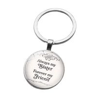 YouCY Time Gemstone Keychain Always My Sister, Forever My Friend Pendant Keychain Sister Family Key Chain Jewelry Christmas Gift For Women Girls