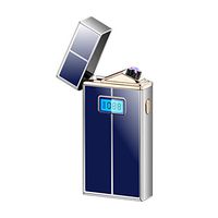 Dual Arc Lighters USB Arc Lighter Rechargeable Windproof Flameless Plasma Electric Lighter Portable Fingerprint Rotate Goood for Candle Cigarette Paper (Blue)