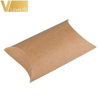 Kraft Paper Bags 50pcs Paper Pillow Favor Gift Box Kraft Paper Candy Boxes PVC Paper Gift Box Bag Wedding Party Supply Accessories Favor