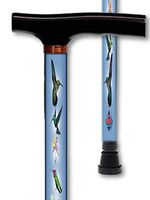 Walking Cane T Handle Derby Aluminum Adjustable with Hummingbird Design Men or Women