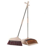 Broom and Dustpan With Long Handle Telescopic Up Windproof Multi-Function Broom And Dustpan Non-stick Hair Extra Long Handle Stainless Steel Rod Broom Set Home Kitchen Office Lobby Cleani