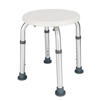 Ooscy Round Stool Bath Bench with Sucker Armrest, Lightweight Compact and Small Chair for Elderly, Senior, Handicap Disabled, White