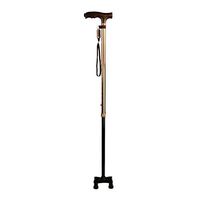 Brown Walker Crutches Aluminum Lights Retractable Adjustable Non-Slip Four-Legged Old Man's Staff MUMUJIN