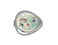 Dragonfly Cherry Blossom Blue Old Space Custom Silver Oval Pill Box Pocket Purse Pill Case Medical Tablet Holder Weekly Pill Organizer Decoration Box Wallet