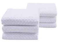 SINLAND Thick Microfiber Dish Cloths Waffle Weave Kitchen Cleaning Cloth Dish Rags 13inch X 13inch White 6 Pack