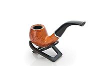 Tobacco Pipe, Smoking Pipe with Refined Smooth Chestnut Wood Design Rounded Bowl by Bliss Brands