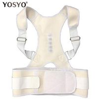 Waist Support Belt Posture Corrector Magnetic Therapy Brace Shoulder Back Support Belt for Men Women Braces & Supports Belt Shoulder Posture Lumbar Support (Color : White, Size : M)