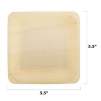 BambooMN Brand - 5.5" x 5.5" x 0.78" Disposable Wood Square Plates/Dishes - 1,000 Pieces
