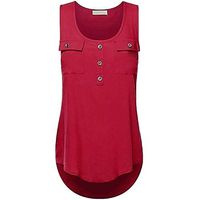 Jophufed Tank Tops for Wome,T Shirt Casual Blouses O-Neck Sleeveless Vest Sexy Loose Tank Tops Wine Red