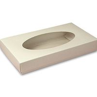 White Oval Windowed Candy Boxes | Quantity: 25 | Width: 5 3/4"