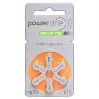 PowerOne Mercury Free Hearing Aid Batteries Size 13 - Pack of 120 + Free Battery Caddy