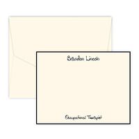 Personalized Raised Ink Stationery Flat Cards with Black Border