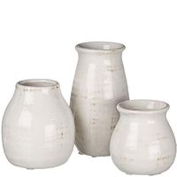 Sullivans Small White Ceramic Vase Set, Rustic White Home Decor, Great for Centerpieces, Kitchen, Office or Living Room (CM2583)