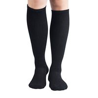 +MD 6Pairs Bamboo Moisture Wicking Compression Socks 8-15 mmHg for Women Knee High Socks 9-11 Black