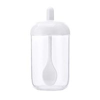 2DXuixsh Seasoning Container Jar Sugar Salt Spice Pepper Condiment Bowl Box Storage Pot with Spoon and Lid Crystal Clear for Kitchen Tea Coffee