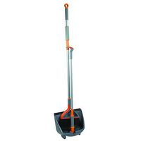 Casabella Quick 'n Easy Upright Broom and Dustpan Set, Gray/Orange - 20703