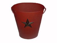 Craft Outlet Barn Red Tin Bucket with Star, 10.75 by 12-Inch